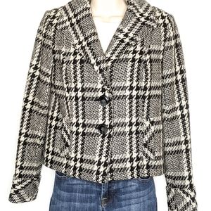 Amber sun wool blend black and white plaid…‎